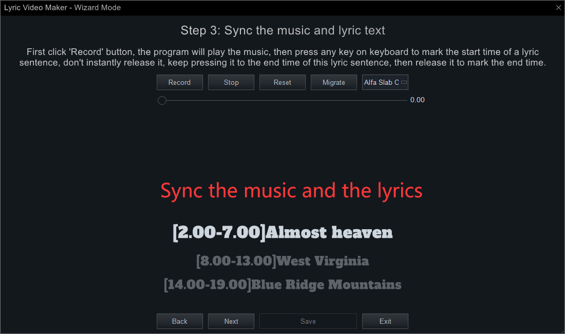 Sync the music and lyric text