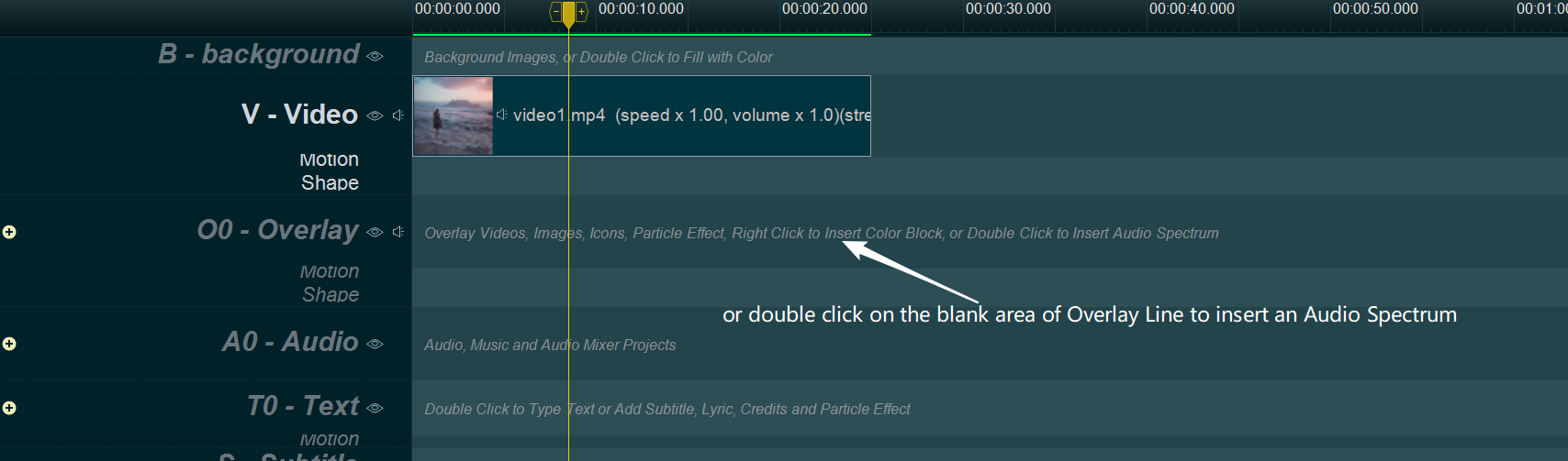 double click to add audio spectrum