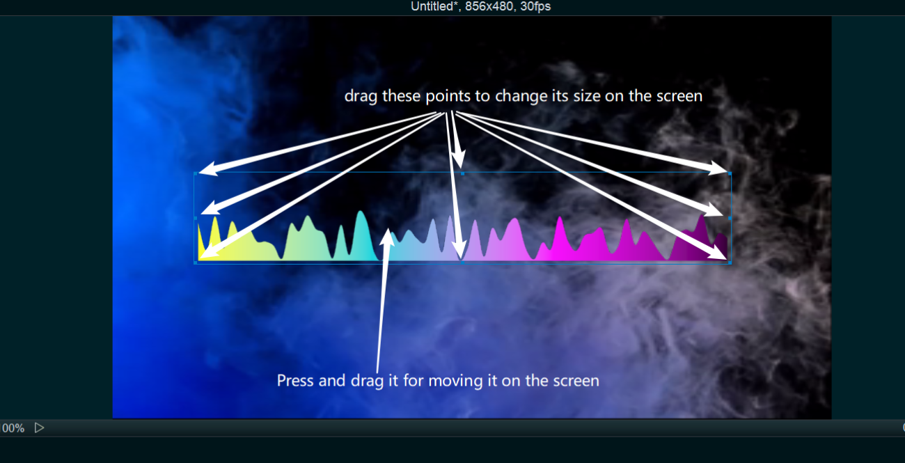adjust the screen size and position of the audio spectrum