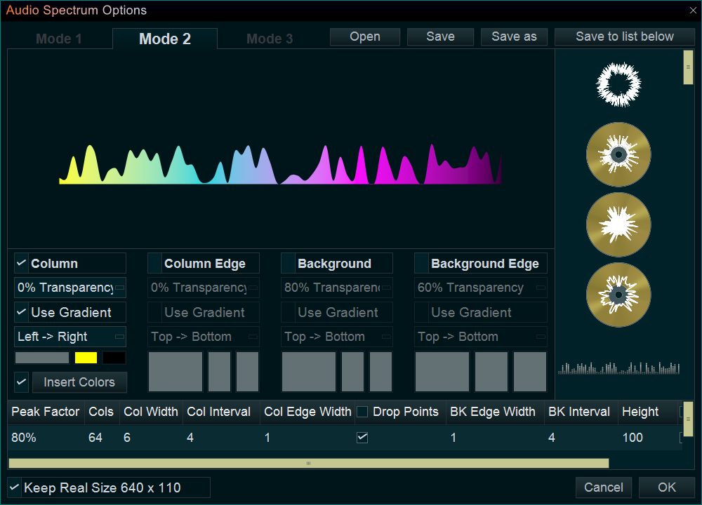 audio spectrum options