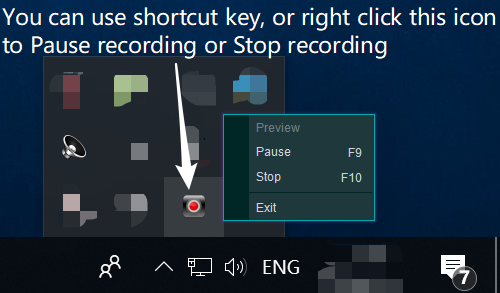 pause or stop recording