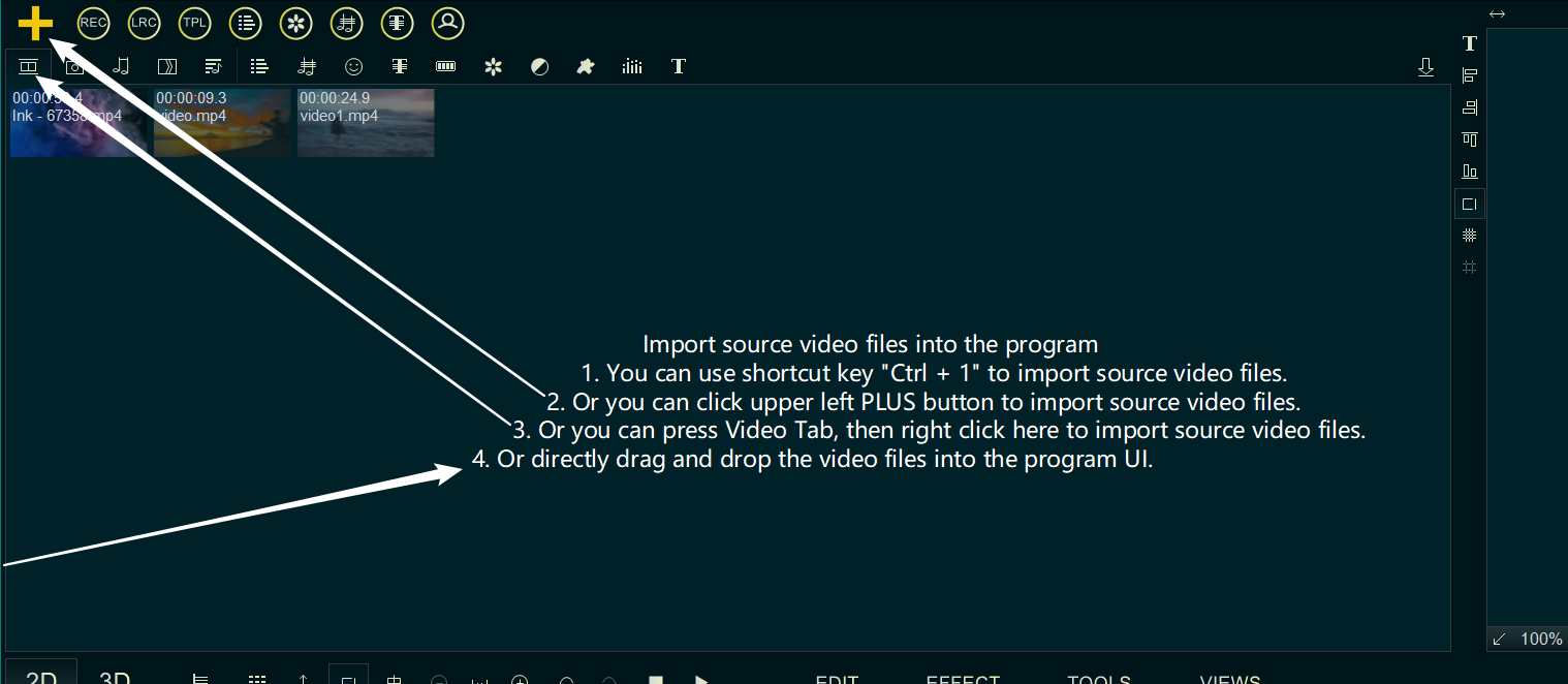 import source video files