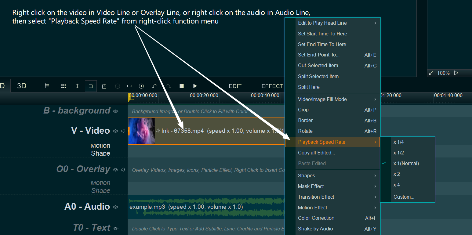 change playback speed rate