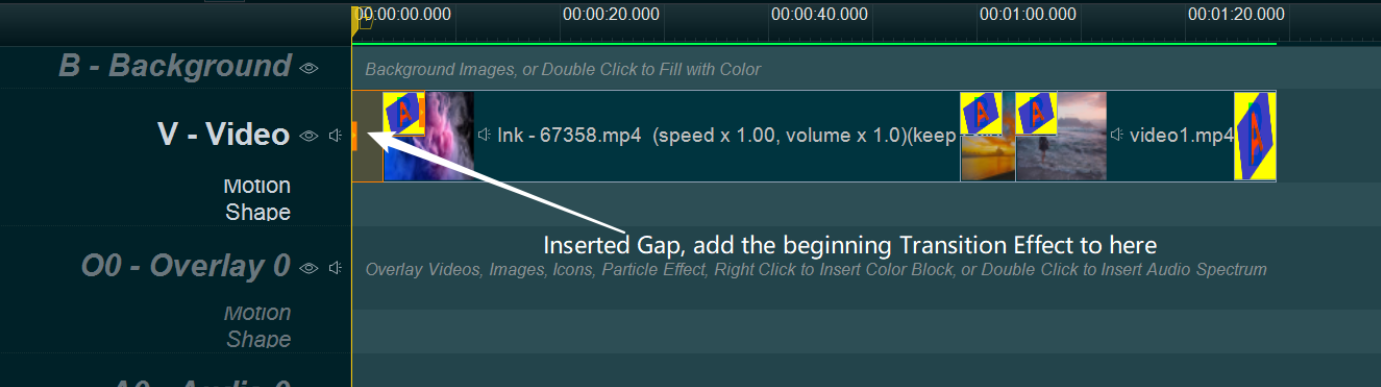  Add Transition effect at the beginning of the Video/Image – Step 02