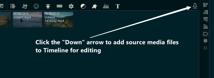 down arrow to timeline for editing